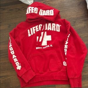 Lifeguard Red Hoodie with White Cross